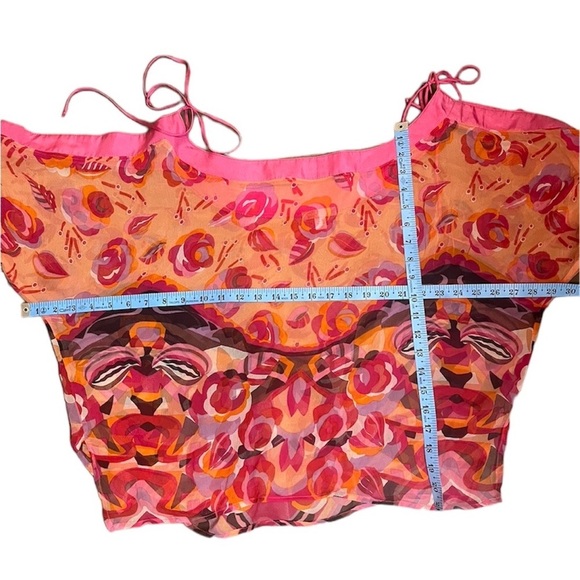 SILK NORDSTROM Topper One Size pink and orange lightweight festival bohemian EUC - Picture 11 of 12